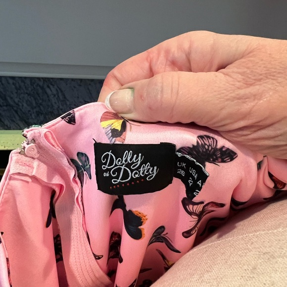 Dolly and Dottie Midi Swing Dress in Pink Butterfly Pattern.  US Size 22 Worn 1X - Picture 7 of 7